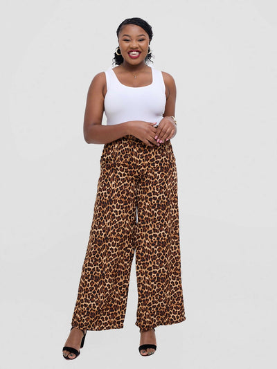 TimyT Urban Wear Bold Prowl Palazzo - Brown Print - Shopzetu