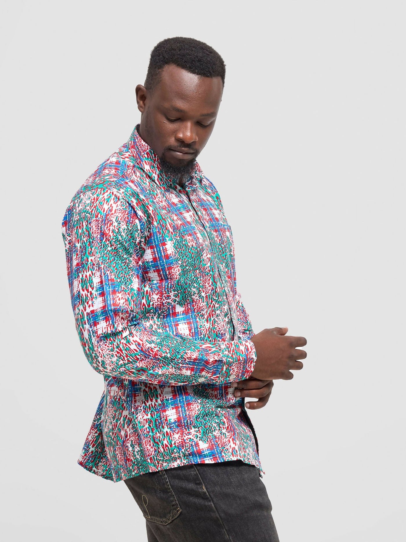 Mendilines Warm African Shirt - Red / Green Print - Shopzetu