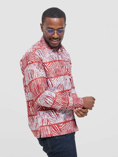 Mendilines Warm African Shirt - Maroon / White Print - Shopzetu