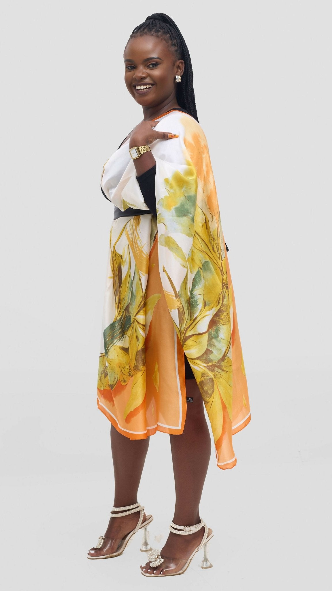 Afrodame Luxurious Silk Scarf - Orange - Shopzetu