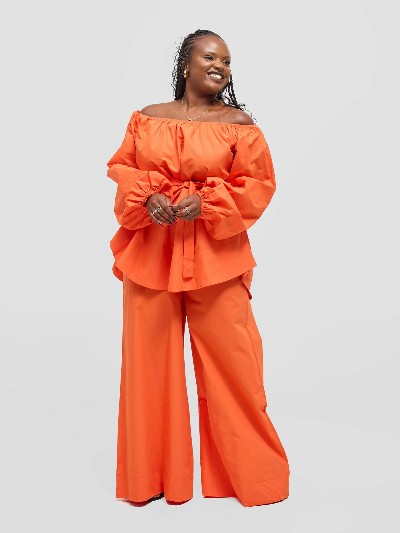Eyane Africa Mali Two Piece set - Burnt Orange - Shopzetu