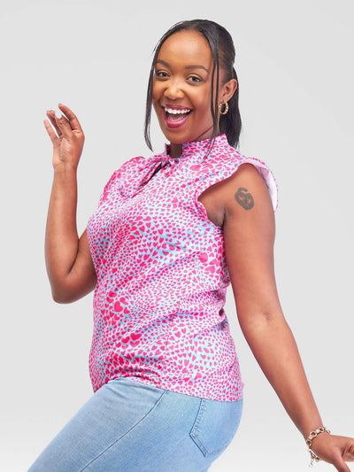 The Fashion Frenzy Tie Top - Pink - Shopzetu