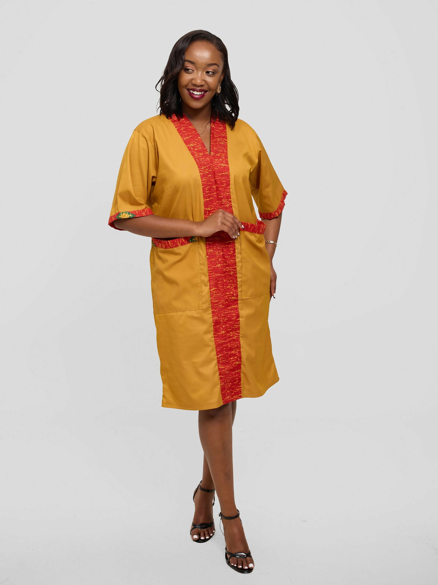 Kakiba Collections Rebecca Dress - Mustard Ankara - Shopzetu
