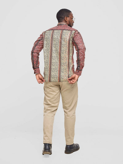 Mendilines Warm African Shirt - Cream / Red Print - Shopzetu