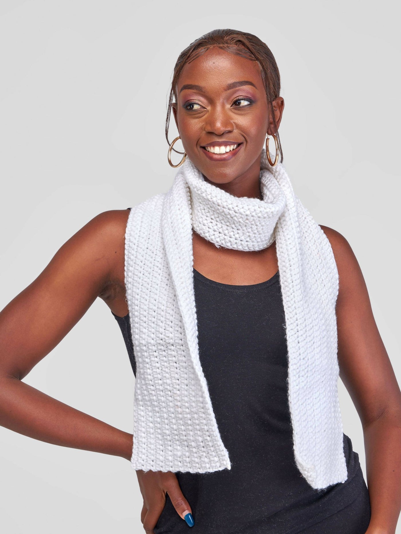 Infy Knit Wear Scarves - White - Shopzetu
