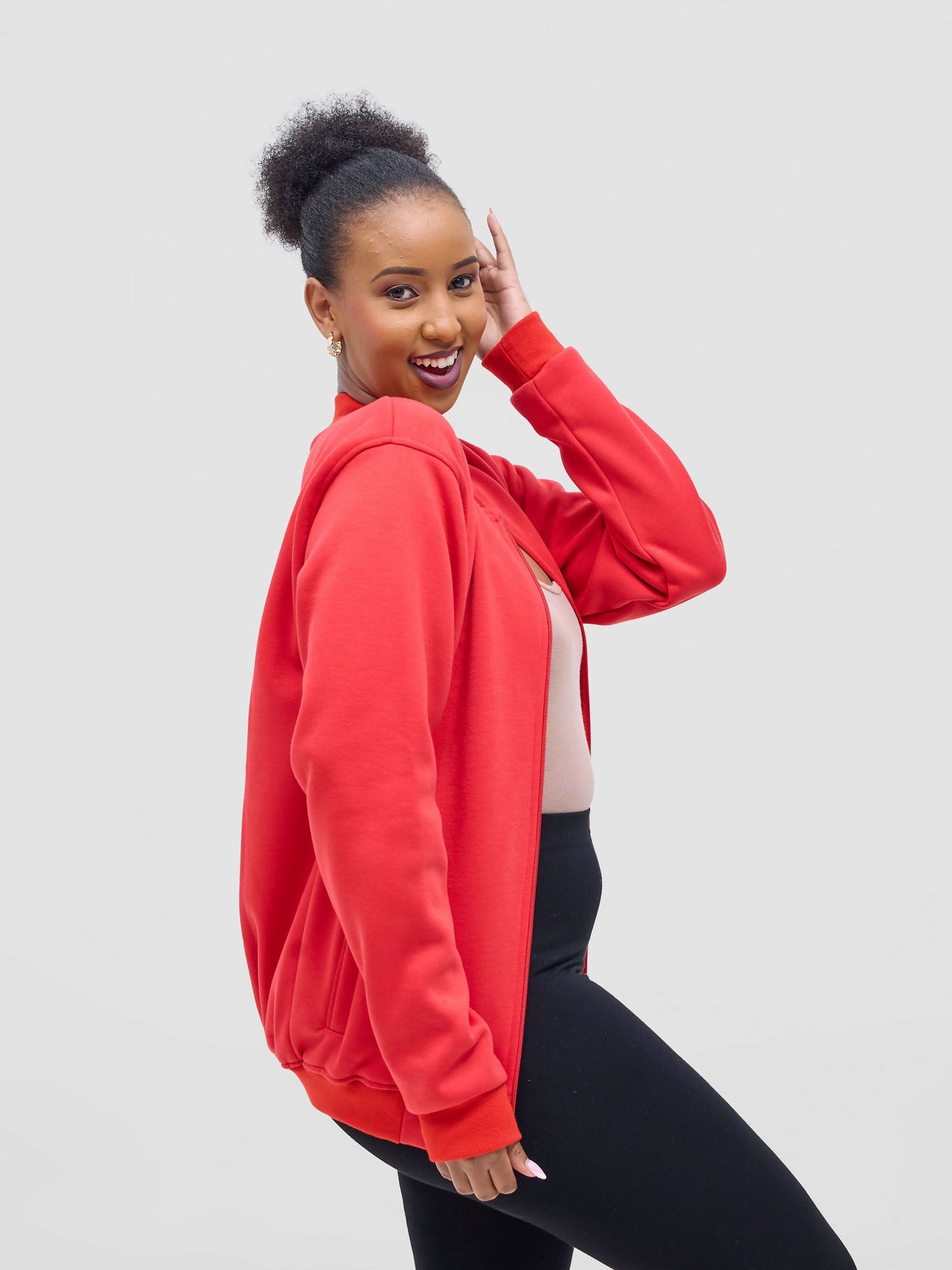 Dynique Clothing Bomber Jacket - Red - Shopzetu