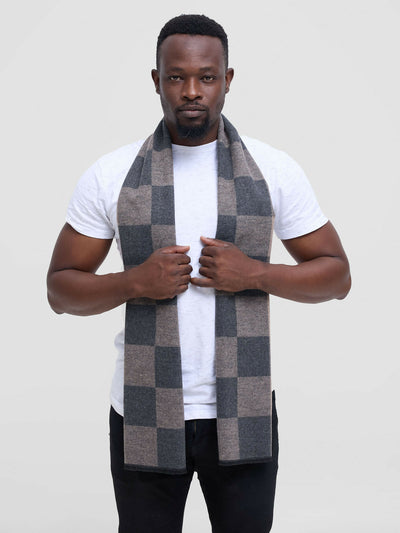 Accessorize With Style Men Cashmere scarf - Grey / Beige Print - Shopzetu