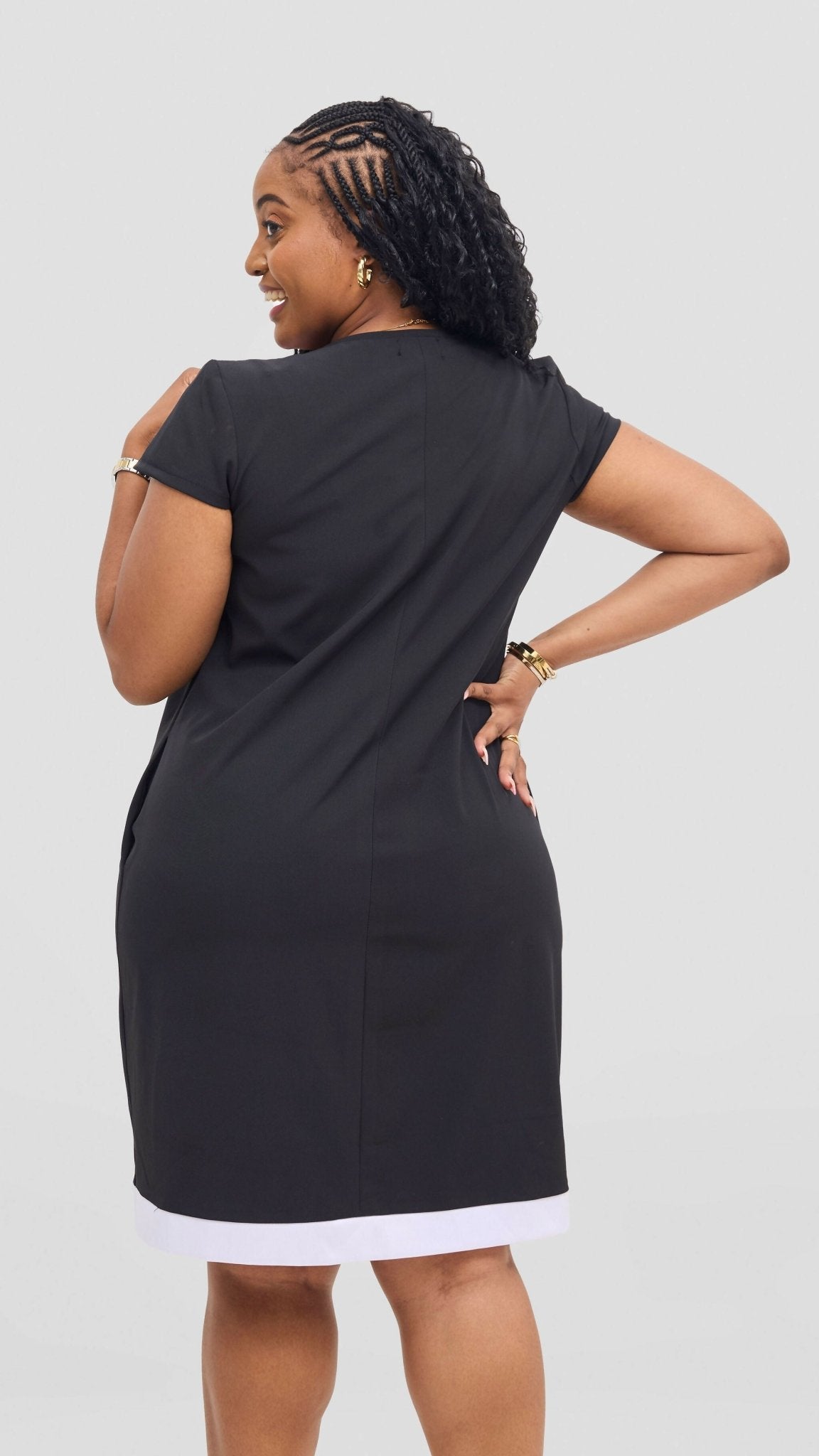 Jolly Fancy Wear Official Shift Dress - Black / White - Shopzetu