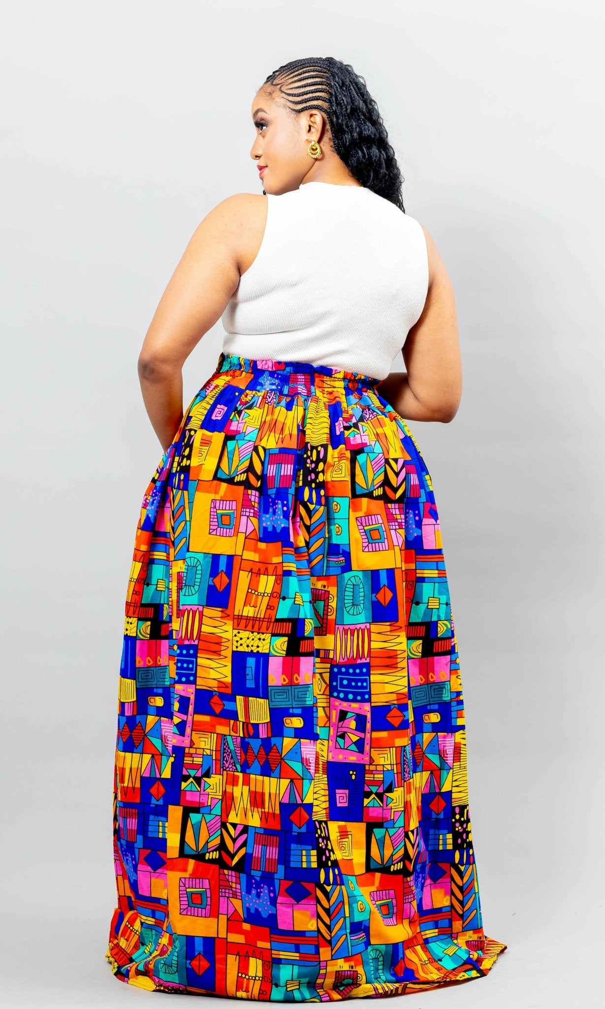 African Yuva Lily African Print Skirt - Multicolored - Shopzetu