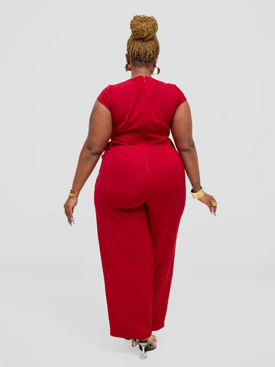 Elsie Glamour Athena Jumpsuit - Red - Shopzetu