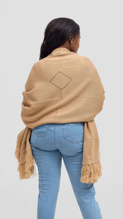 Anel's Diamond Poncho - Beige - Shopzetu
