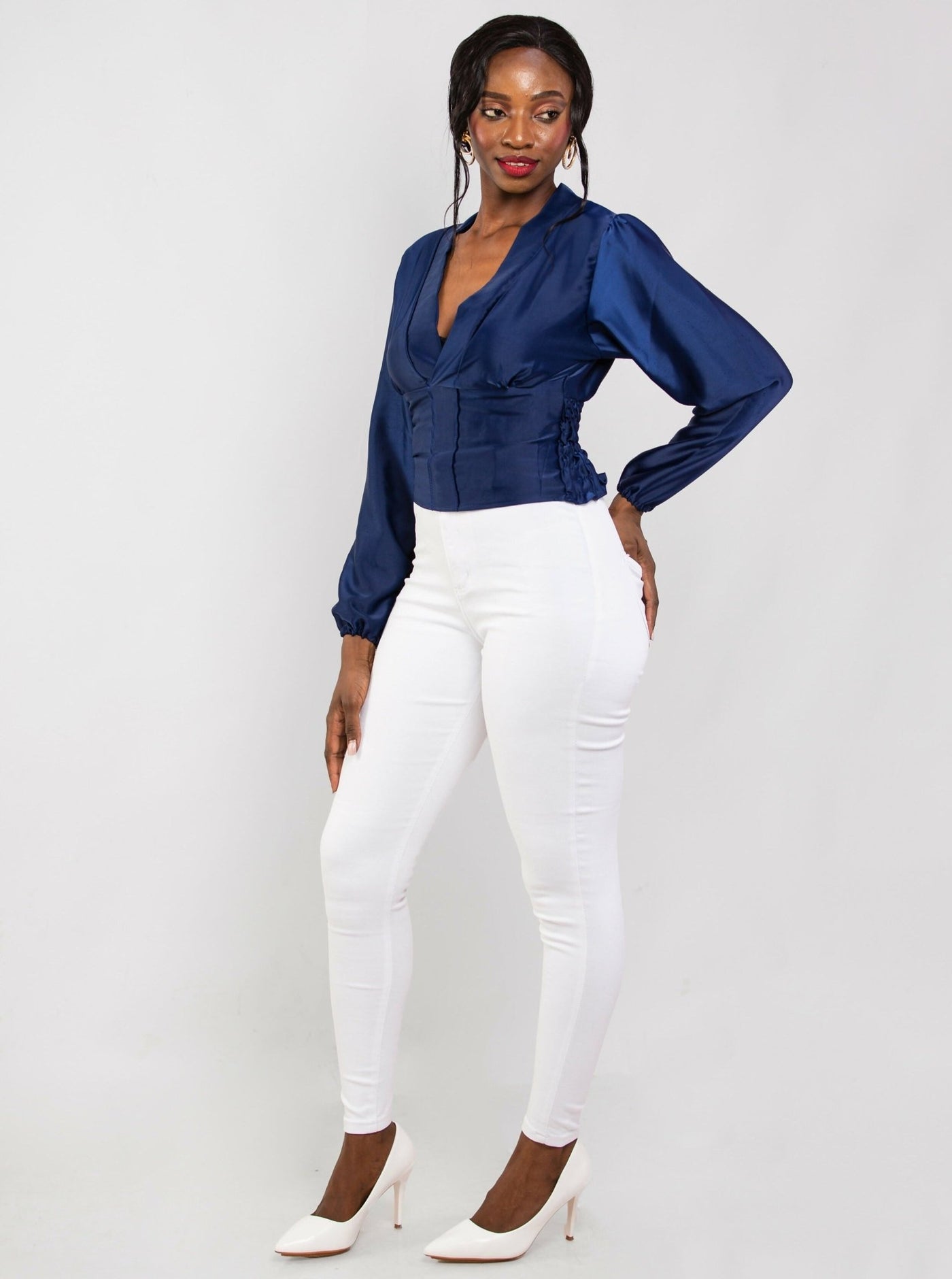 Da'joy Fashions Rochelle Top - Navy Blue - Shopzetu