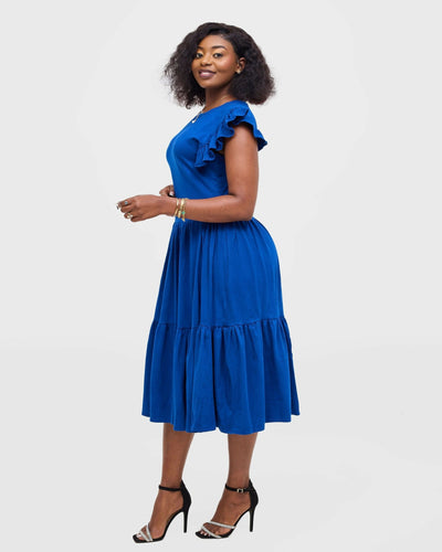 Gravio Aura Midi Dress - Blue - Shopzetu