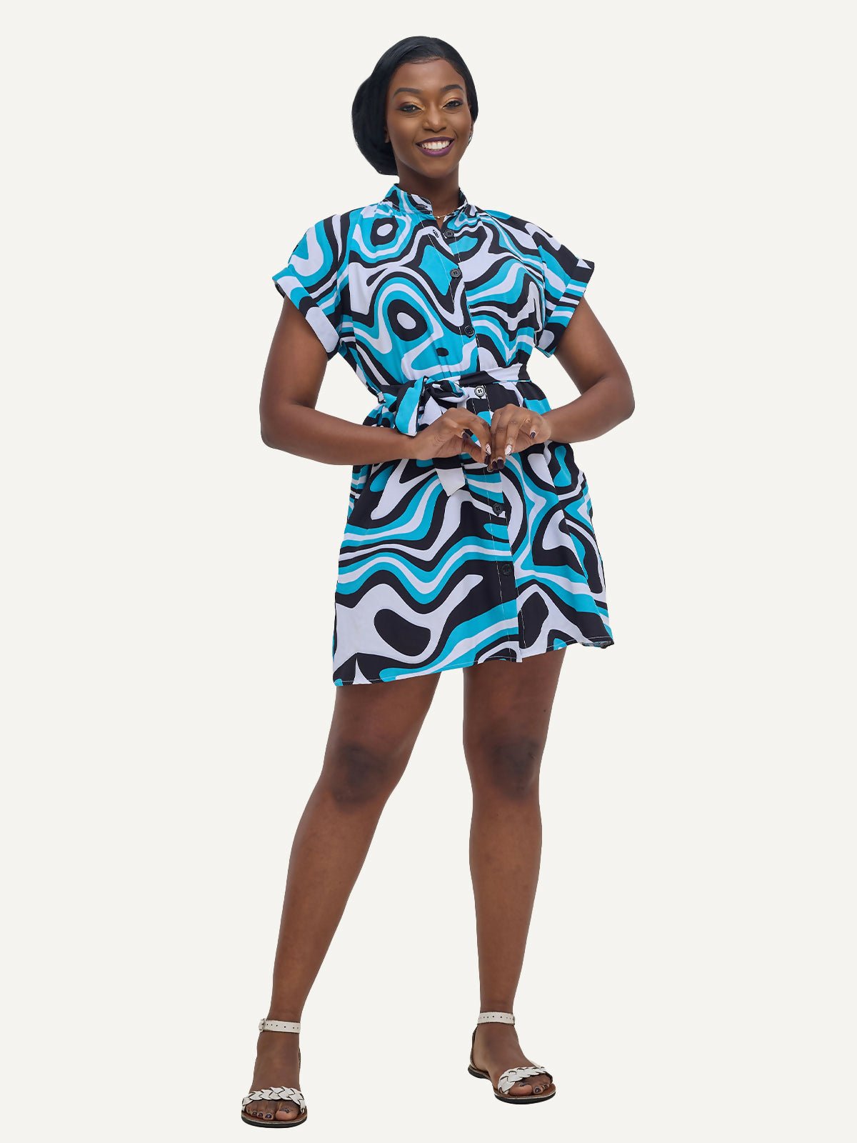 Kitu Kali Ladies Shirt Dress - Blue - Shopzetu