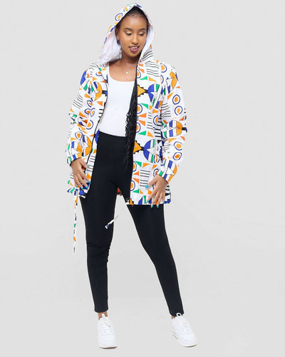 Gravio Fashions Lesotho Ankara Jacket - White - Shopzetu