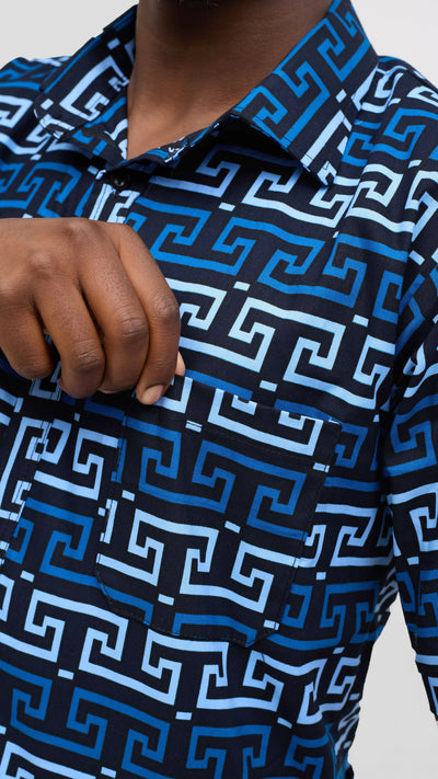 Rafiki Threads African Heritage Shirt - Blue Print
