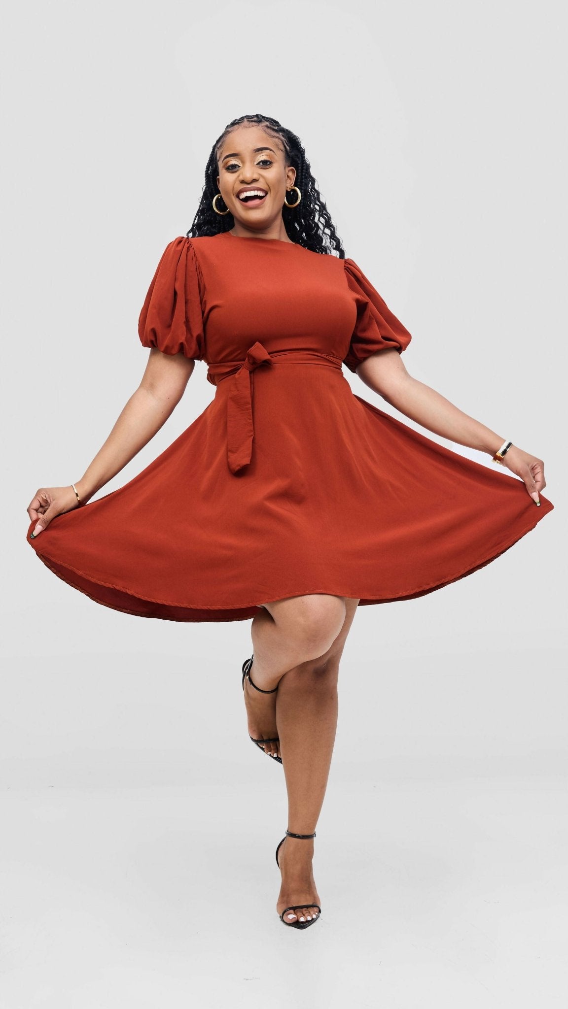 Elan CocoAfrike Arabella Aline Dress - Rust - Shopzetu