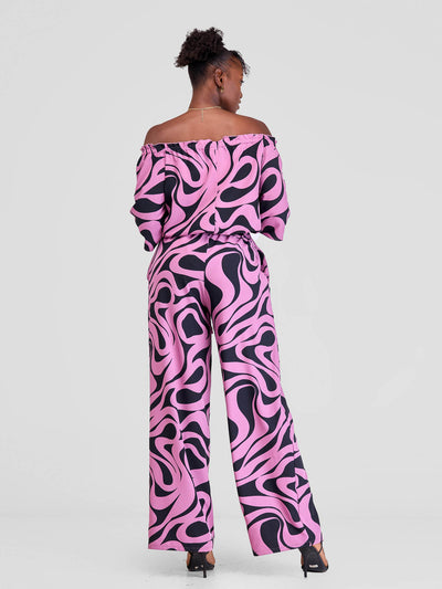 Vivo Situ Off Shoulder Top - Black / Purple Tiri Print