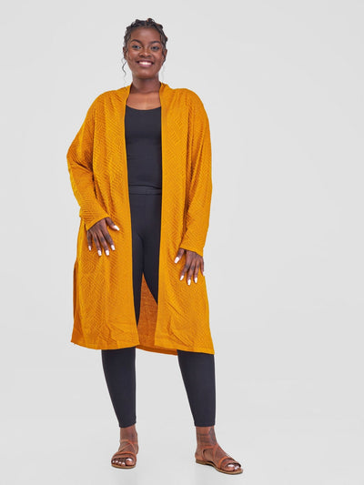 Vivo Side Slit Midi Waterfall - Mustard - Shopzetu