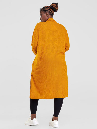 Vivo Side Slit Midi Waterfall - Mustard - Shopzetu