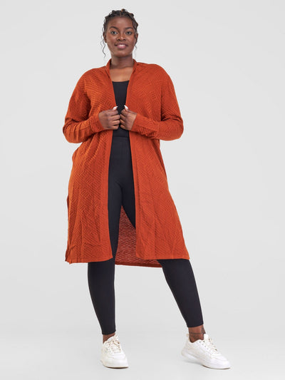 Vivo Side Slit Midi Waterfall - Rust - Shopzetu