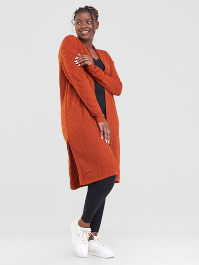 Vivo Side Slit Midi Waterfall - Rust - Shopzetu