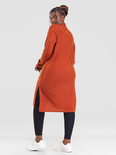 Vivo Side Slit Midi Waterfall - Rust - Shopzetu