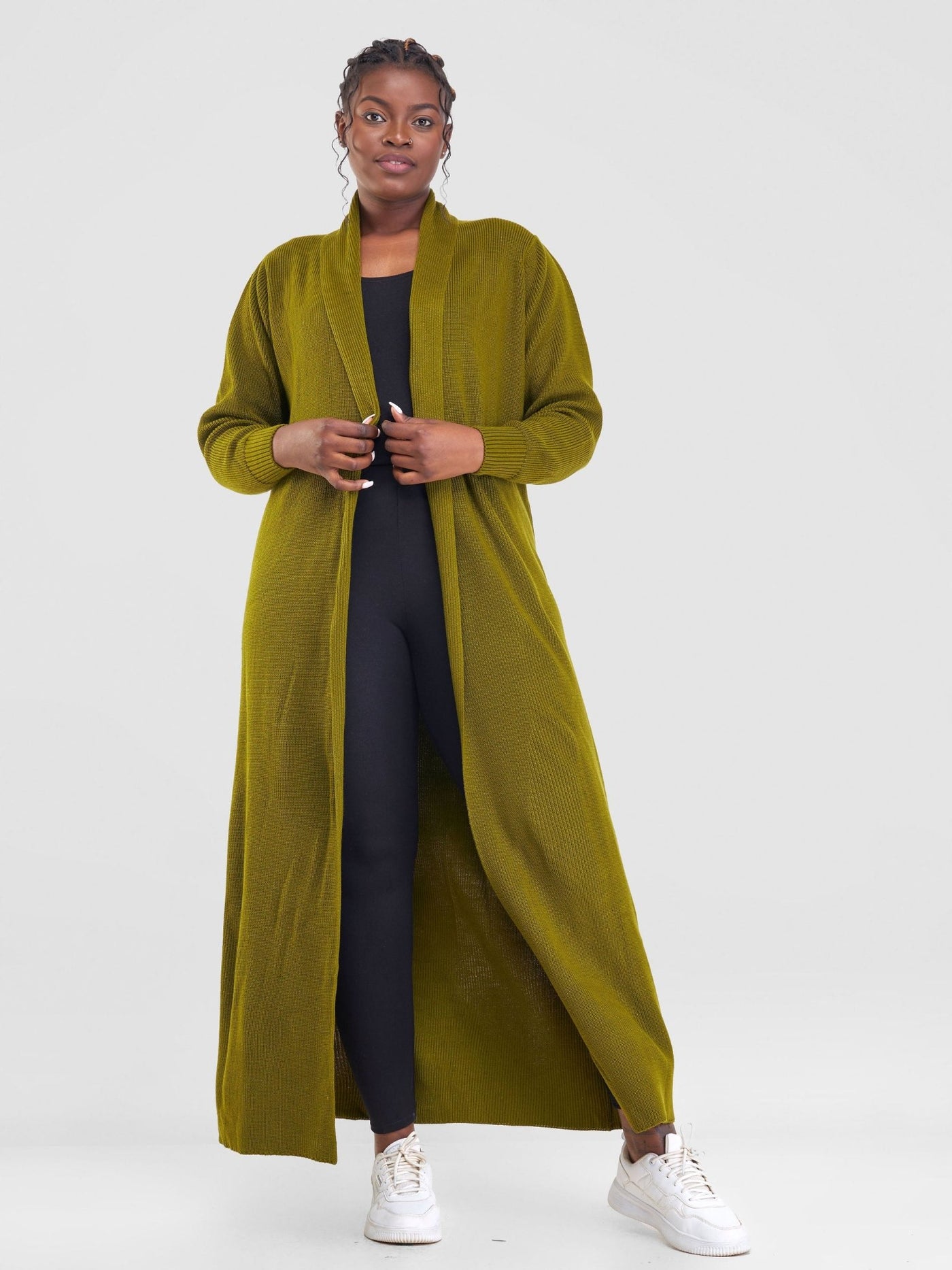 Vivo Long Sleeve Maxi Waterfall - Olive Green - Shopzetu