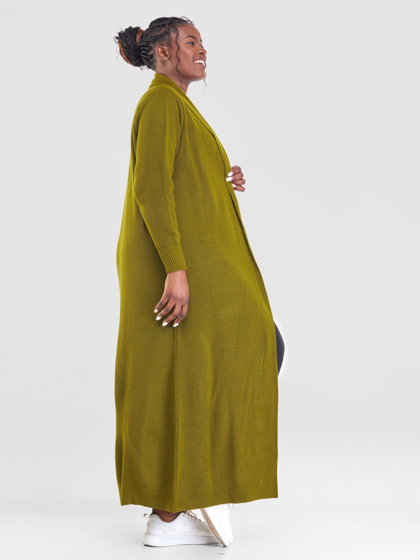 Vivo Long Sleeve Maxi Waterfall - Olive Green - Shopzetu