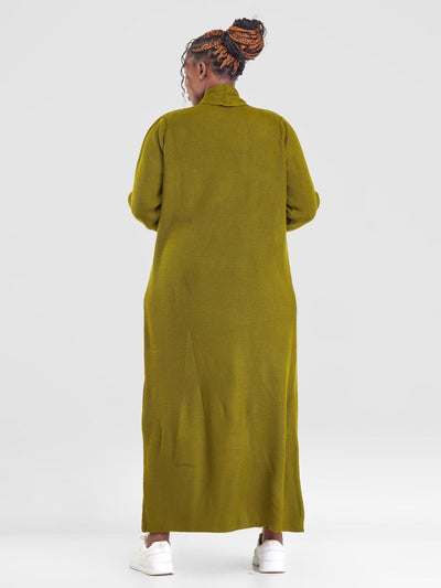 Vivo Long Sleeve Maxi Waterfall - Olive Green - Shopzetu
