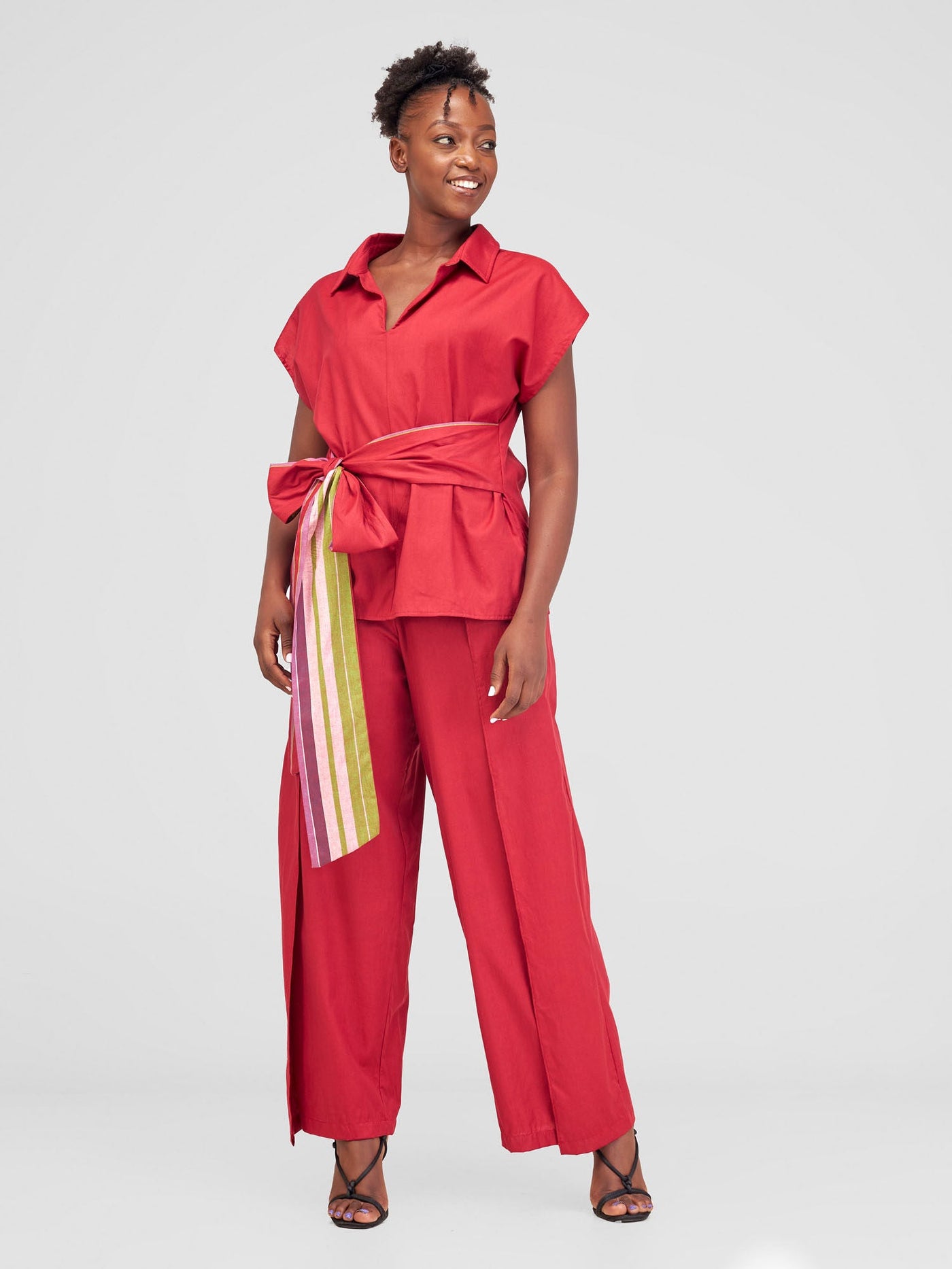 Safari by Vivo Haya Drop Shoulder Side Tie Top - Red Koi Print