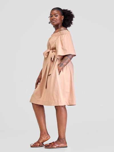 Safari by Vivo Zene Off Shoulder Dress - Taupe