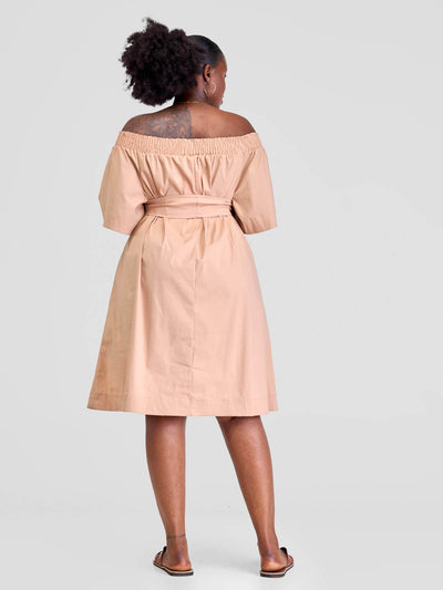 Safari by Vivo Zene Off Shoulder Dress - Taupe