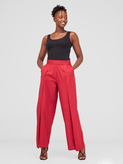 Safari by Vivo Haya Front Slit Wide Leg Pants - Red Koi Print