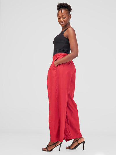 Safari by Vivo Haya Front Slit Wide Leg Pants - Red Koi Print