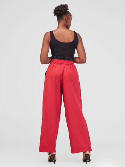 Safari by Vivo Haya Front Slit Wide Leg Pants - Red Koi Print