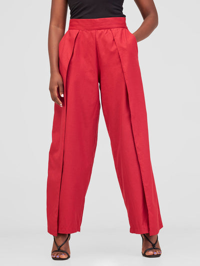 Safari by Vivo Haya Front Slit Wide Leg Pants - Red Koi Print