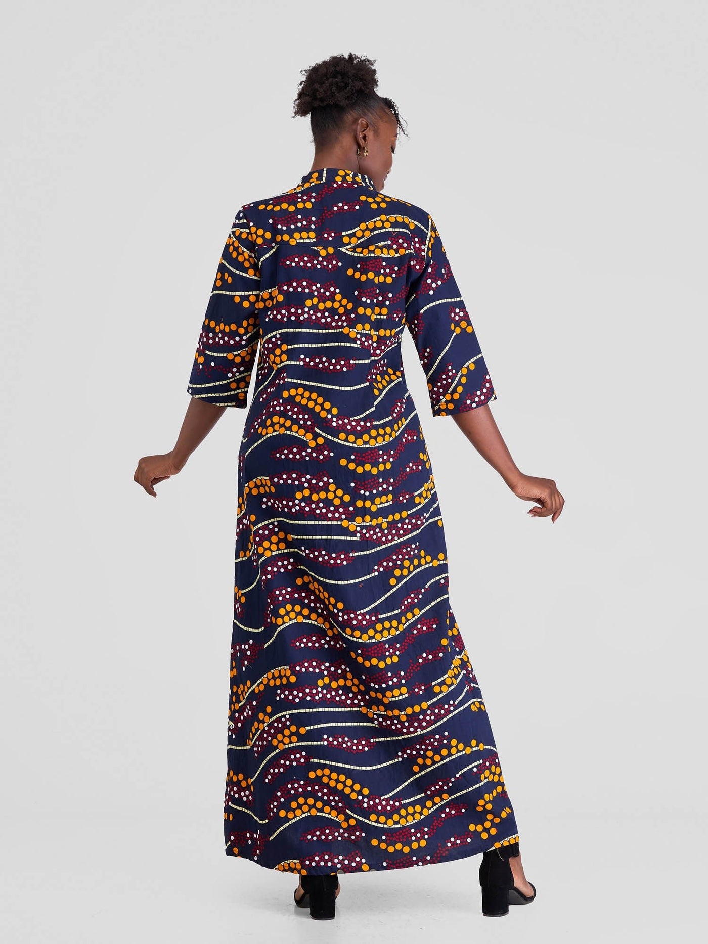 Safari Nimali 3/4 Sleeve Maxi Dress - Mvua Print - Shopzetu
