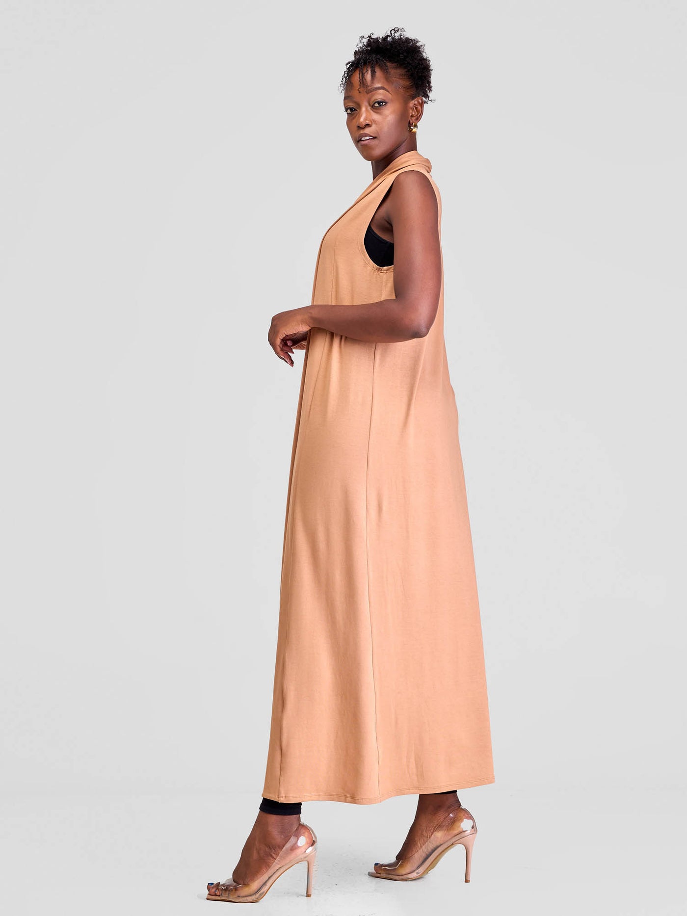 Vivo Basic Sleeveless Extra Long Lily Waterfall - Tan