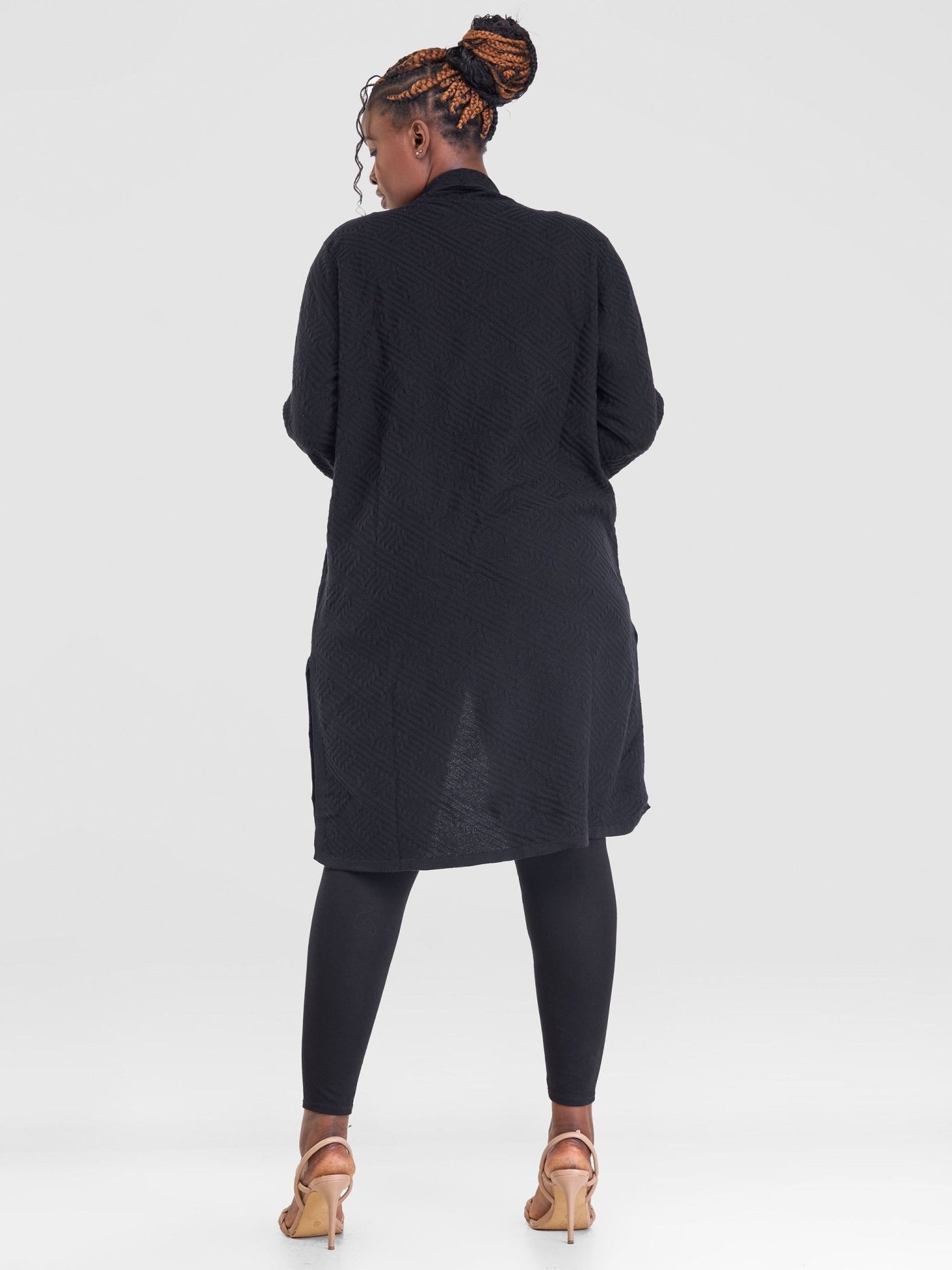 Vivo Side Slit Midi Waterfall - Black - Shopzetu