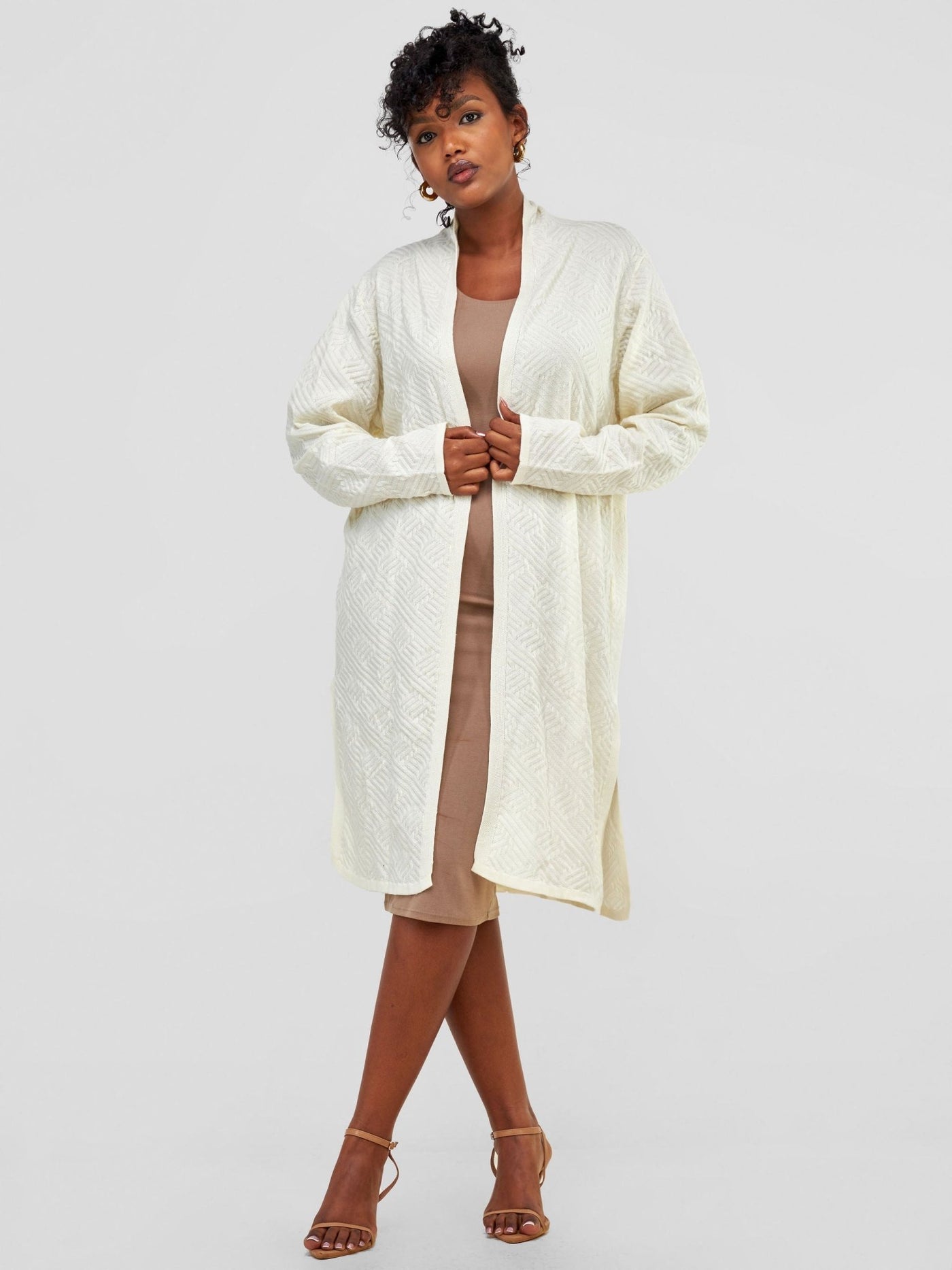 Vivo Side Slit Midi Waterfall - Off White - Shopzetu