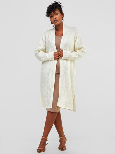Vivo Side Slit Midi Waterfall - Off White - Shopzetu