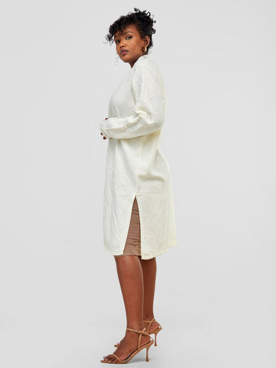Vivo Side Slit Midi Waterfall - Off White - Shopzetu