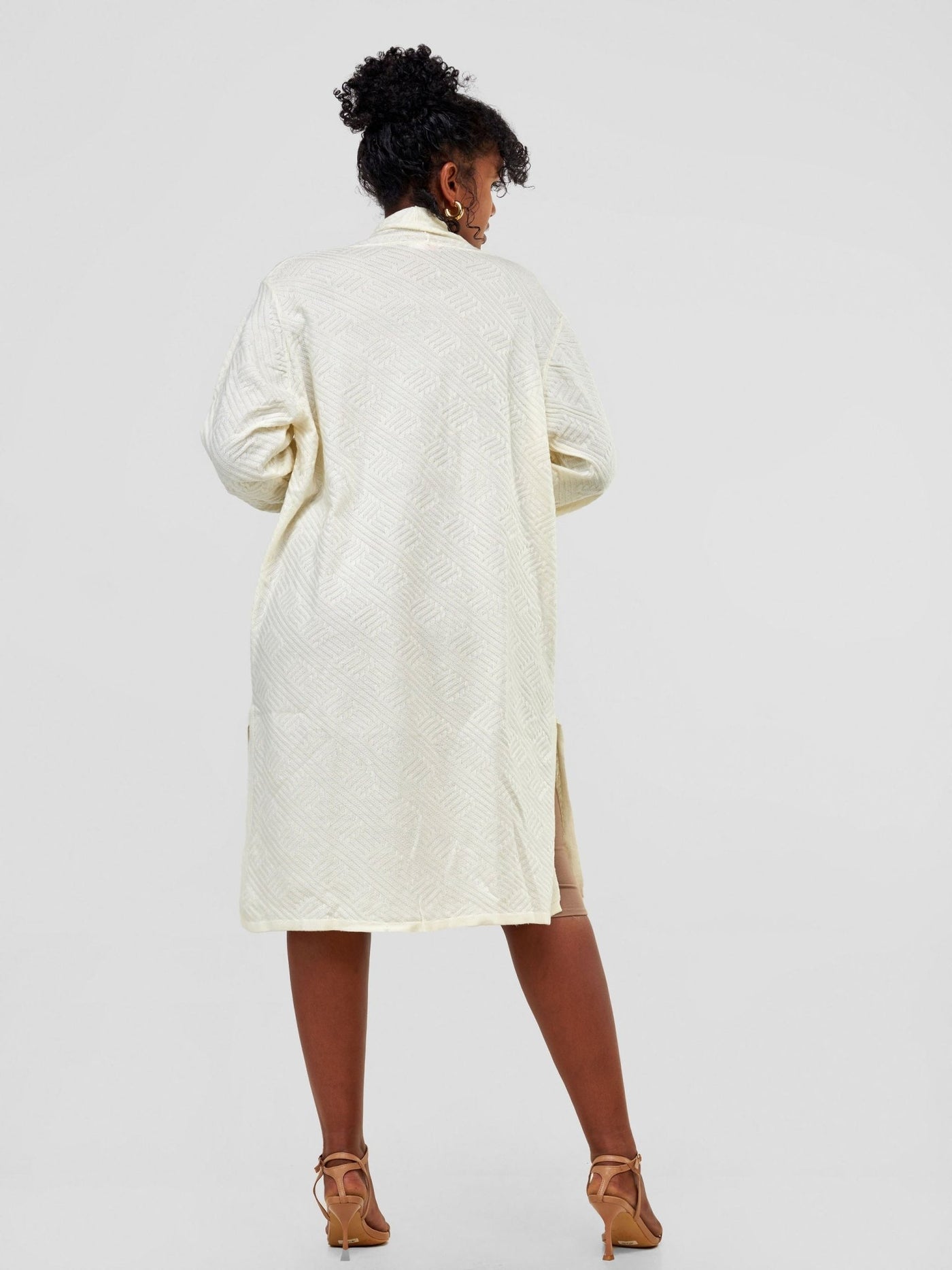 Vivo Side Slit Midi Waterfall - Off White - Shopzetu