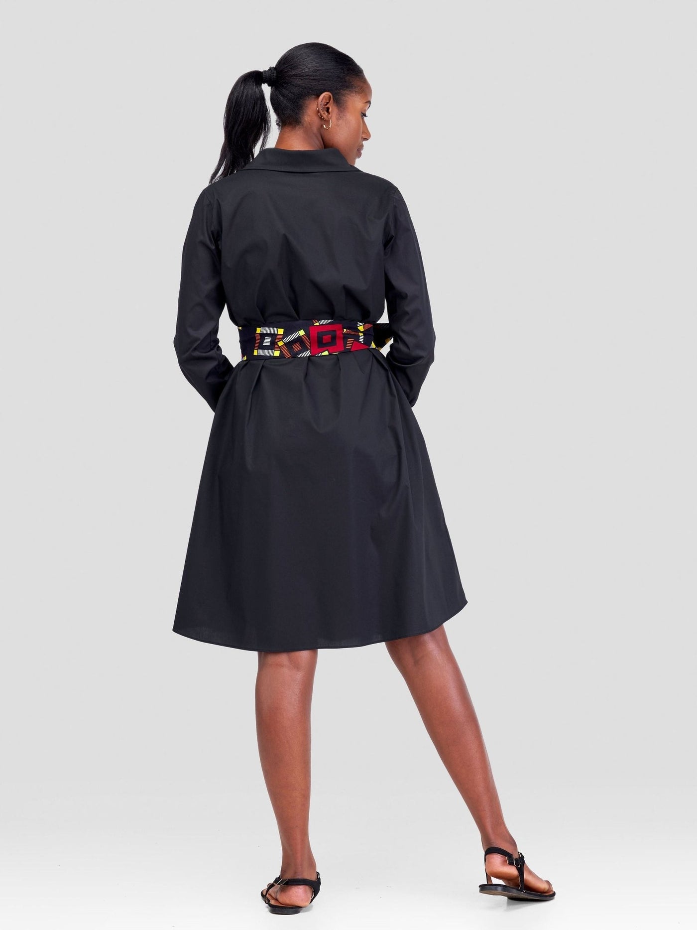 Safari Basic Shirt Tent Dress - Black - Shopzetu