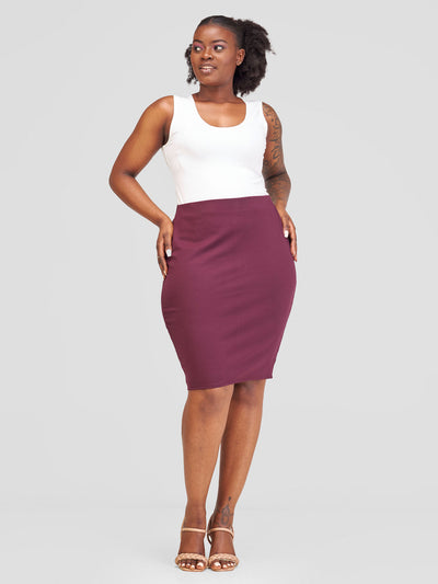Vivo Basic Pencil Skirt - Burgundy