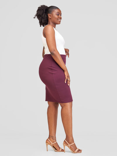 Vivo Basic Pencil Skirt - Burgundy
