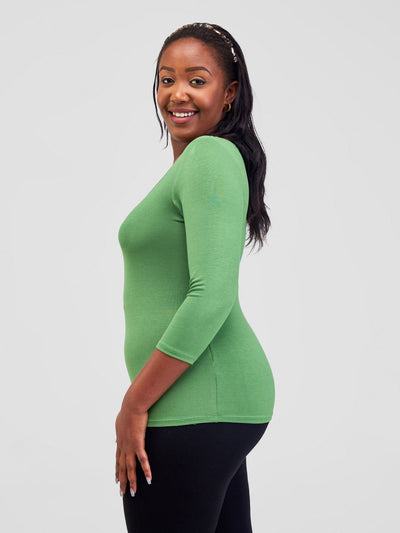 Vivo Basic 3/4 Sleeve Top - Green - Shopzetu
