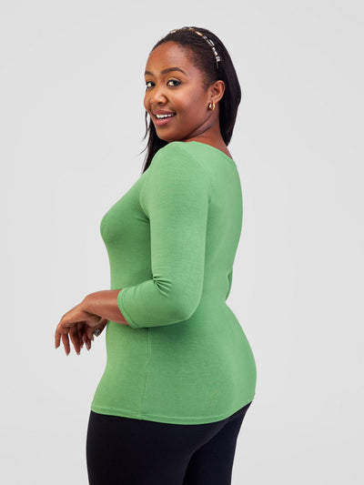 Vivo Basic 3/4 Sleeve Top - Green - Shopzetu