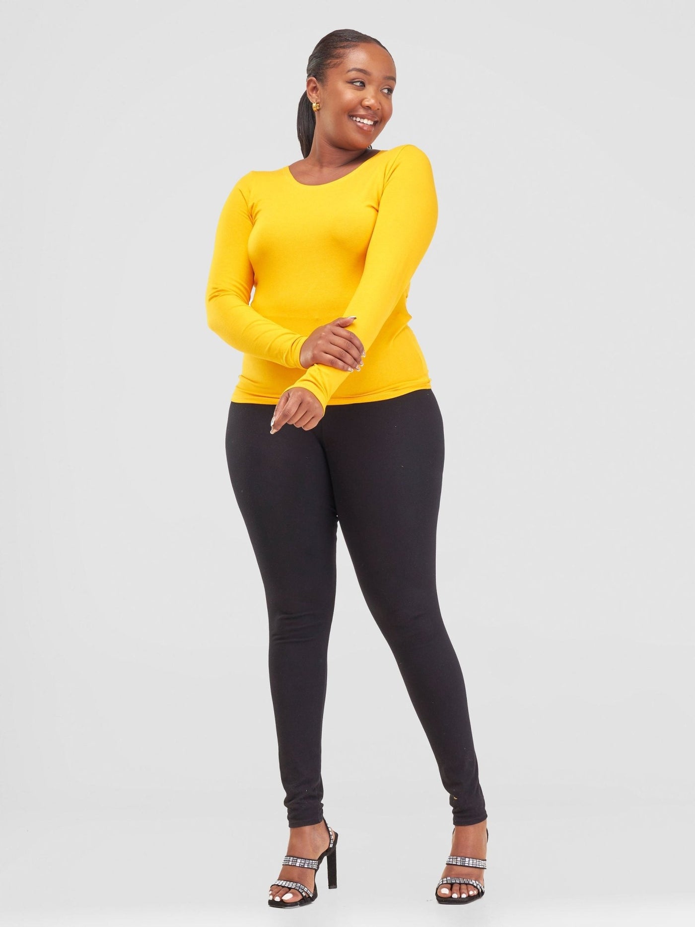 Zoya Basic Long Sleeve Top - Safron - Shopzetu